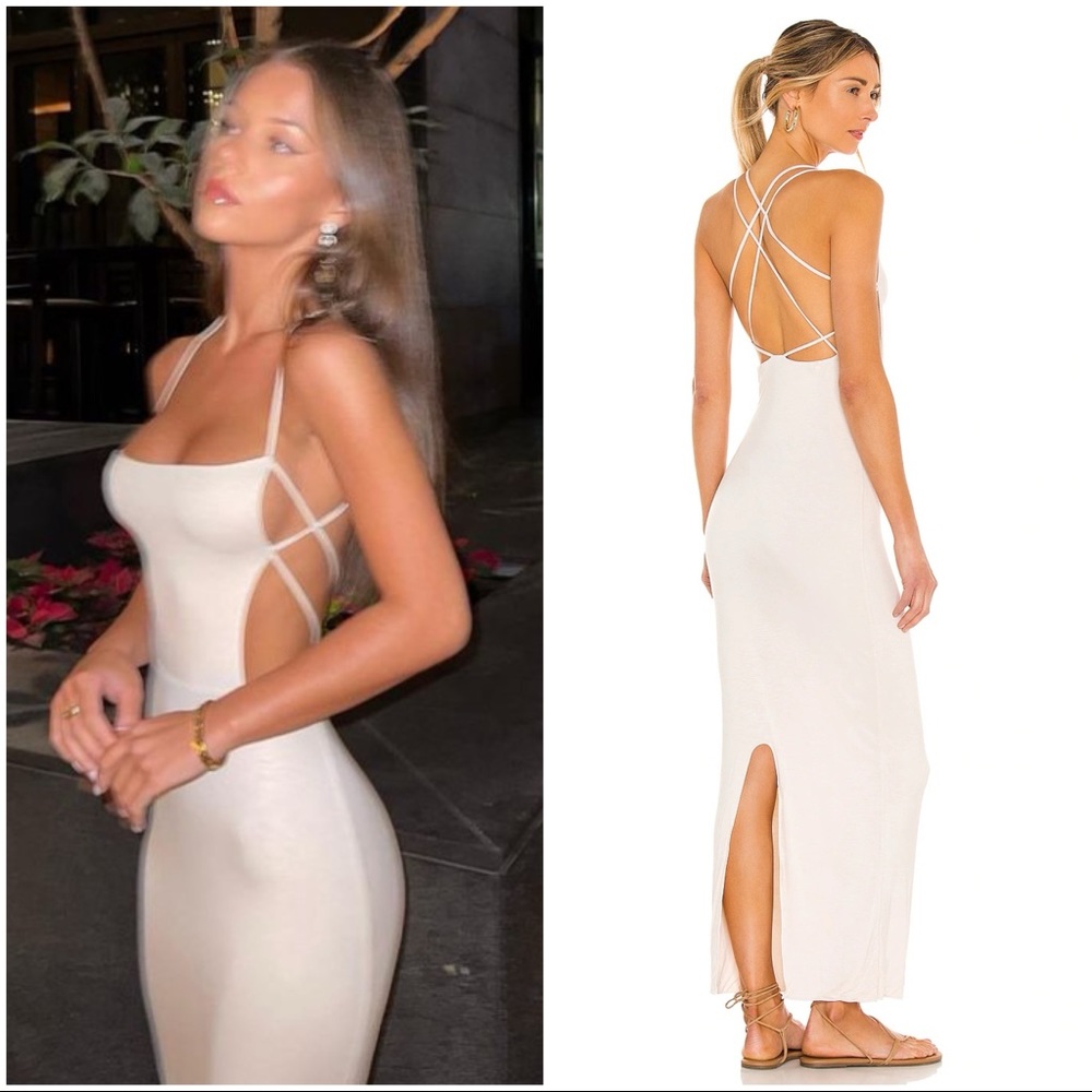 NWT INDAH $200 SLINKY SEXY STRAPPY BODYCON MAXI DRESS CULT GAIA DISSH REVOLVE